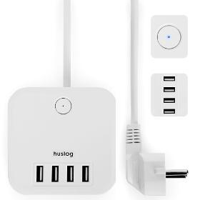 12W 3x zásuvka, 4xUSB, 1.5m bílá HUSLOG